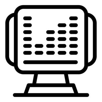 Computer showing music player interface with audio spectrum analyzer vector