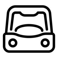 Front view of a simple line art car icon depicting automotive industry vector