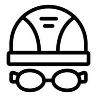 Swimming cap and goggles icon representing swimming pool sport and recreation vector