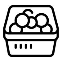 Plastic box containing round objects representing grapes icon vector