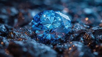 A close-up of a blue diamond, showcasing its rare and captivating color photo