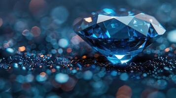 A close-up of a blue diamond, showcasing its rare and captivating color photo