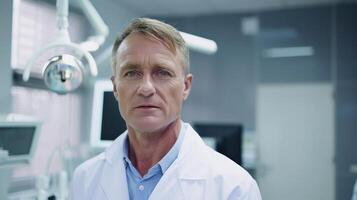 Dentist in lab coat In the tooth extraction room photo