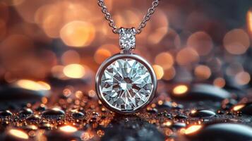Reflective diamond pendant Reflecting brilliance and fiery elegance photo