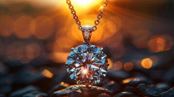 Reflective diamond pendant Reflecting brilliance and fiery elegance photo