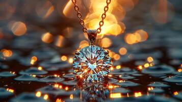Reflective diamond pendant Reflecting brilliance and fiery elegance photo