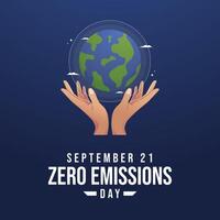 Zero Emissions Day. Flat art design. Environtment . Good for celebration template usage. eps 10. vector