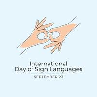 International Day of Sign Languages design template good for celebration usage. Day of Sign Languages design. Continuous line drawing. eps 10. vector