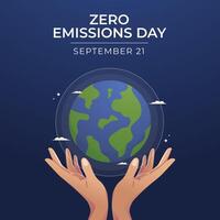 Zero Emissions Day. Flat art design. Environtment . Good for celebration template usage. eps 10. vector