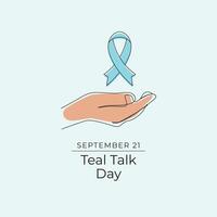 Teal Talk Day design template good for celebration usage. Teal Talk Day design. Design ribbon. Continuous line drawing. eps 10. vector