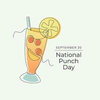 National Punch Day. Line art design. Punch drink template design. Good for celebration template usage. Continuous line. eps 10. vector