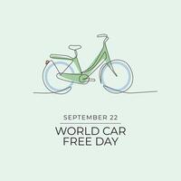 World Car Free Day design template good for celebration usage. Car Free Day design. Continuous line drawing. eps 10. vector