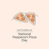 National Pepperoni Pizza Day. Line art design. Good for celebration template usage. Continuous line. eps 10. vector