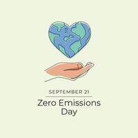 Zero Emissions Day. Flat art design. Environment . Good for celebration template usage. Continuous line. eps 10. vector
