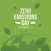 Zero Emissions Day. Flat art design. Environtment . Good for celebration template usage. eps 10. vector