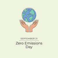Zero Emissions Day. Flat art design. Environment . Good for celebration template usage. Continuous line. eps 10. vector