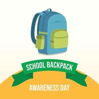 National School Backpack Awareness Day design template good for celebration usage. School backpack design. flat design. esp 10. vector