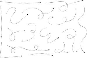 Hand drawn arrows. Hand drawn freehand different curved lines, swirls arrows. Curved arrow line. Doodle, sketch style. Isolated vector