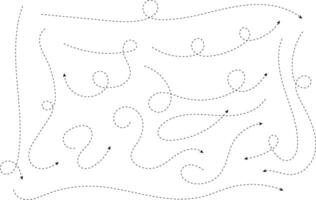 Hand drawn arrows. Hand drawn freehand different curved lines, swirls arrows. Curved arrow line. Doodle, sketch style. Isolated vector