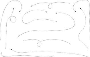 Hand drawn arrows. Hand drawn freehand different curved lines, swirls arrows. Curved arrow line. Doodle, sketch style. Isolated vector