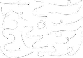 Hand drawn arrows. Hand drawn freehand different curved lines, swirls arrows. Curved arrow line. Doodle, sketch style. Isolated vector