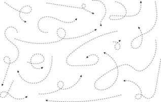 Hand drawn arrows. Hand drawn freehand different curved lines, swirls arrows. Curved arrow line. Doodle, sketch style. Isolated vector