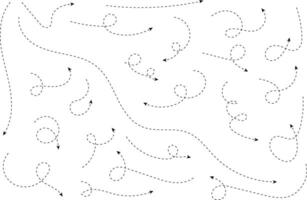 Hand drawn arrows. Hand drawn freehand different curved lines, swirls arrows. Curved arrow line. Doodle, sketch style. Isolated vector