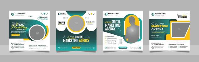 Digital Marketing Social Media Post Template, Online Live Webinar, Business Conference, Guest Speaker Web Banner Square Flyer Design Set. vector