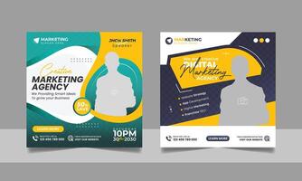 Digital Marketing Social Media Post Template, Online Live Webinar, Business Conference, Guest Speaker Web Banner Square Flyer Design Set. vector