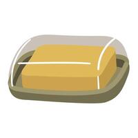 Illustration of an oil can neatly placed in a glass oil can with a lid and ready for use. Perfect adding juiciness and flavor to your culinary creations. Insulated piece of oil on stand with a screen vector
