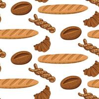 Pattern of colored bakery products, a natural illustration of baking bread and sweets. Natural color scheme. Delicious sweet pastries made from different types of dough. Packaging in cafes, bakeries vector