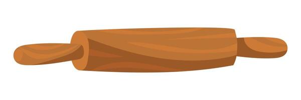 A classic wooden rolling pin that stands out against a white background. It is a simple but indispensable baking tool, ideal for rolling out dough for bread, pastries and cookies. Kitchen utensils vector