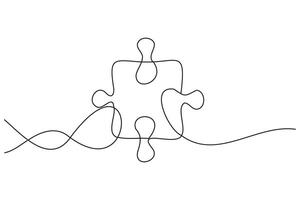 Puzzle piece, representing connection and problem solving continuous line art illustration vector