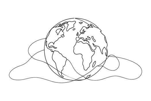 globe covered in intersecting lines line with illustration on white background vector