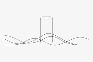 smartphone line with illustration on white background vector