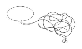 Hand drawn Speech bubble with massage one line continuous line art illustration on white background vector