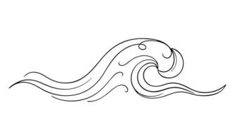 Wave one line continuous line art illustration on white background.v vector