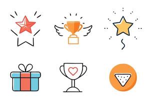 Exclusive benefit, prize, incentive, reward Colorful icon set illustration on white background. vector