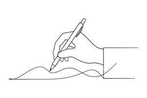 hand sketching with a pen on a sheet of paper line with illustration on white background. vector