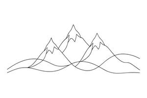 Three simple line drawings of mountains against a white background line with illustration on white background vector