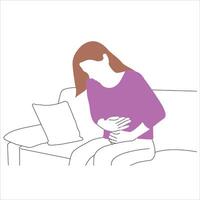 woman suffering from stomach problems flat Ui design illustration vector