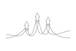 A simple line drawing of arrows moving in both upward and downward directions line with illustration on white background. vector