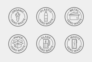 Set of emblems for sorting garbage, zero waste design vector