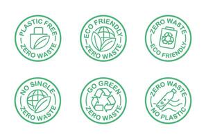 Set of stamps zero waste with quotes for save planet vector