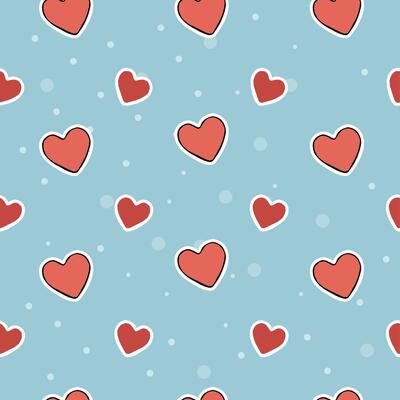 St Valentine pattern of hearts on blue backgrond