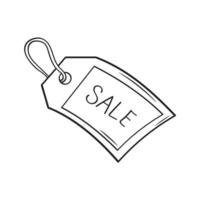 Rectangular Label with the inscription Sale. Contour drawing in doodle style. vector