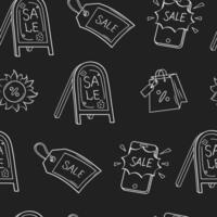 Black friday and cyber monday seamless pattern of line icons on black background. vector