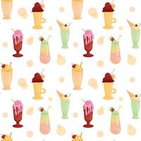 Pattern with milkshakes and circles vector