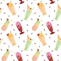 Pattern with milkshakes and chocolate chips. vector