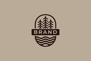 Pine fir logo simple line vintage hipster design template elements vector